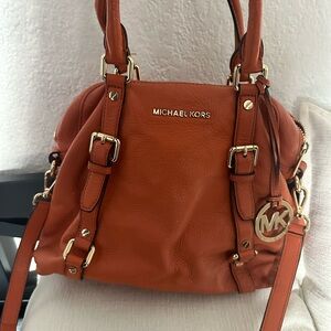 MK Bedford belted orange/tangerine large bowling satchel bag